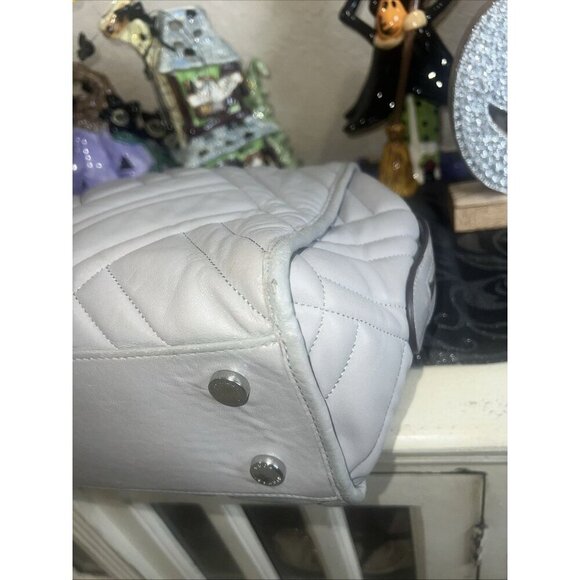 Michael Kors Kathy Gray Quilted Satchel Shoulder Tote Handbag - Picture 6 of 14